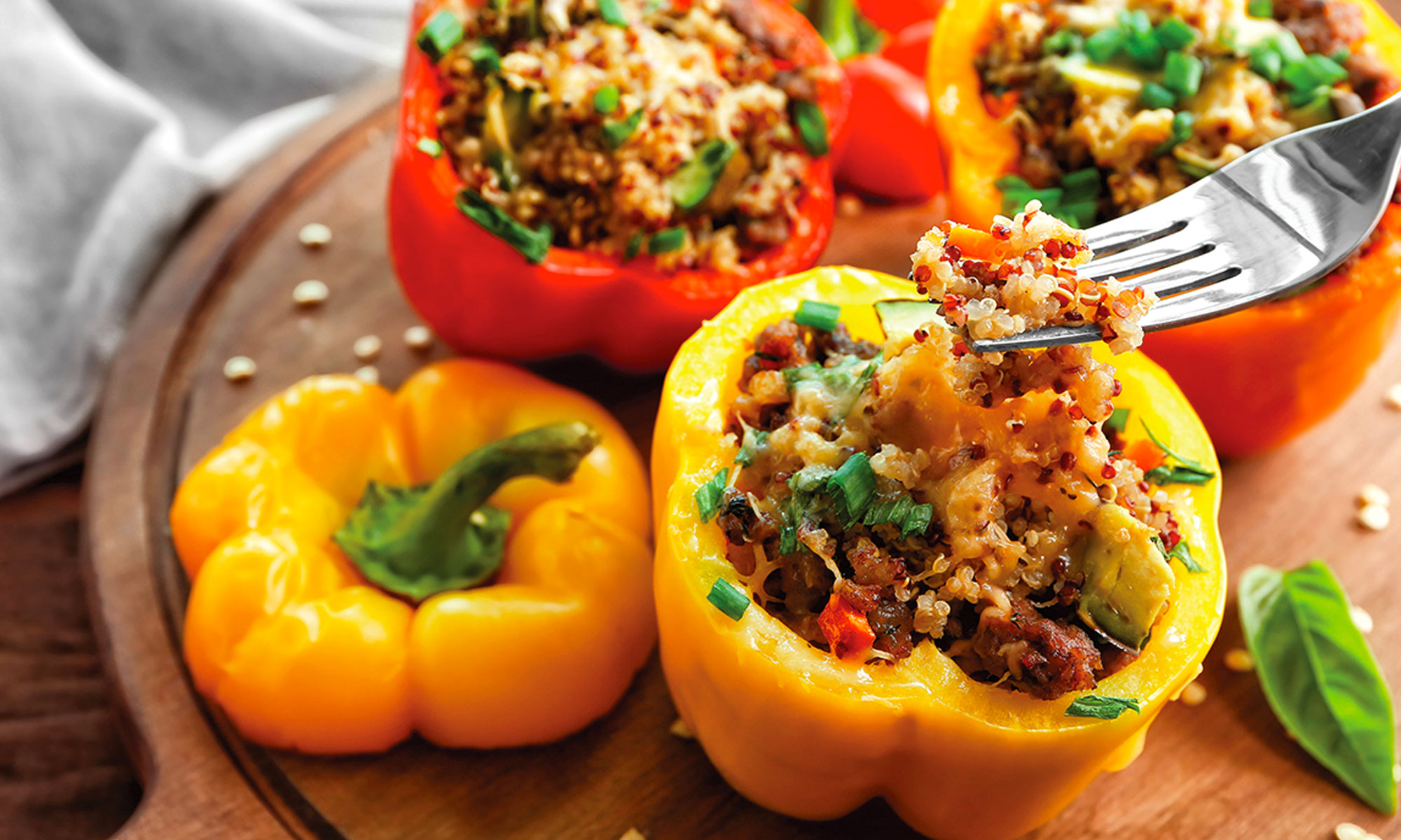 Stuffed Peppers With Chicken and Quinoa